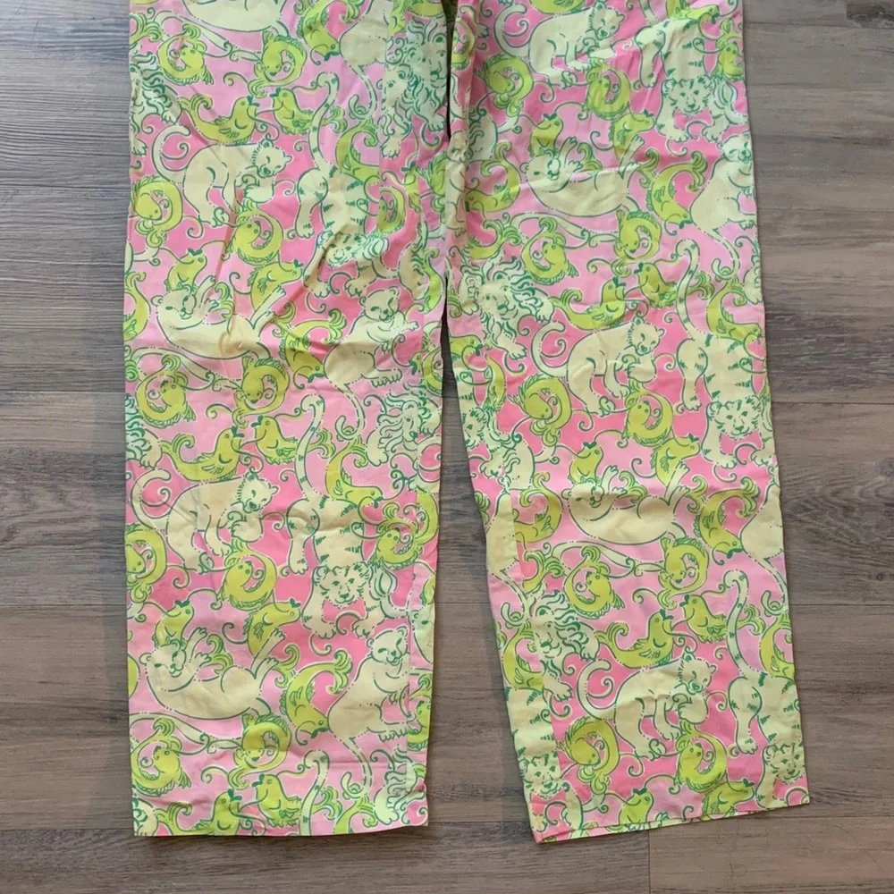 Lilly Pulitzer Vibrant Pink and Green Lion and Fish Overalls Size 6 - Picture 4 of 13